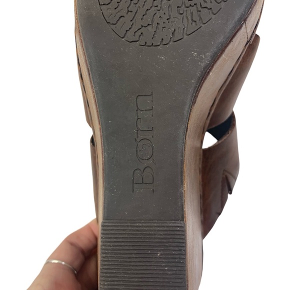 BORN Brown Amalia Wrapped Wedge Slide Sandals - Picture 10 of 13